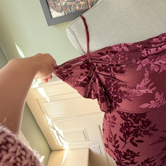 Forever 21 Maroon Velvet baroque whimsigoth bodycon mini dress small sm purple - Picture 2 of 7